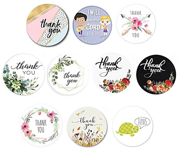 Round Sticky Labels Thank You Handmade Gift Craft Stickers Label Seals 2.5cm