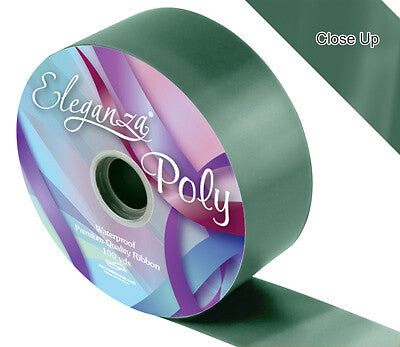 Eleganza Festive Christmas Ribbon Roll Craft Wreath Bows Gifts Tree Decoration - Poly Ribbon 50mm x 91m (100yds) Green