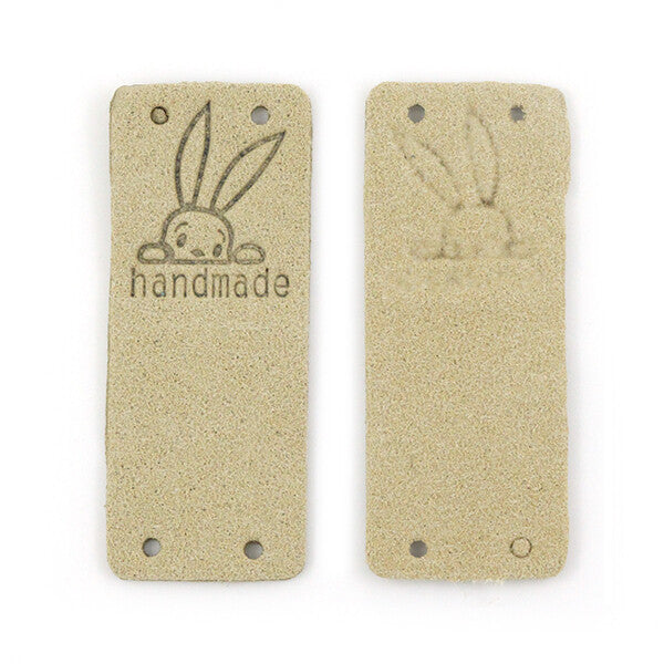 Faux Suede Leather Labels Hand Made Rabbit Bunny Clothing Tag Label Tags 5x2cm - Design 1