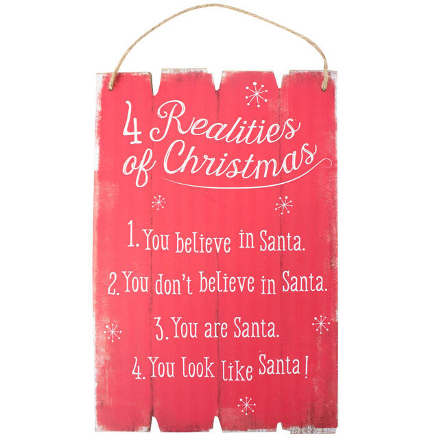 Realities of Christmas Plaque Wall Hanging Sign Christmas Decoration