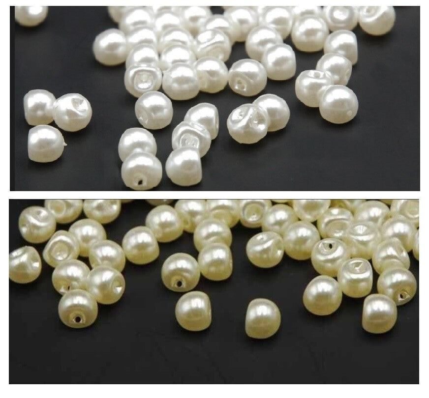 White or Ivory Pearl Bead Buttons Sideways Shank Buttons 6, 8, 10, 12, 14, 16mm
