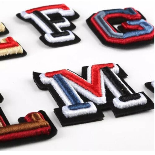 3D Varsity Letter Patch Patches Sew On Embroidered Customise Clothing Alphabet