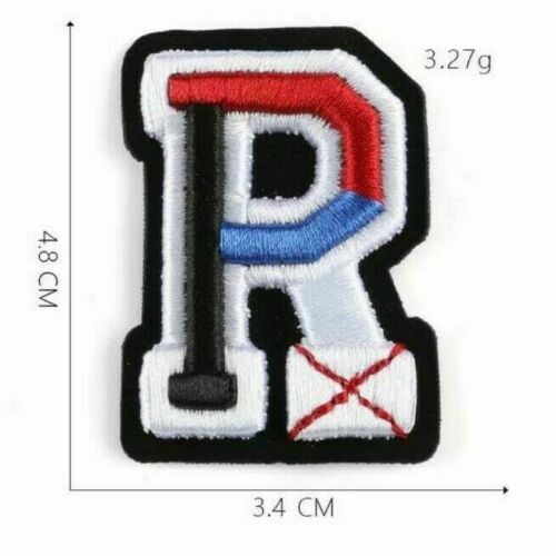 3D Varsity Letter Patch Patches Sew On Embroidered Customise Clothing Alphabet - R