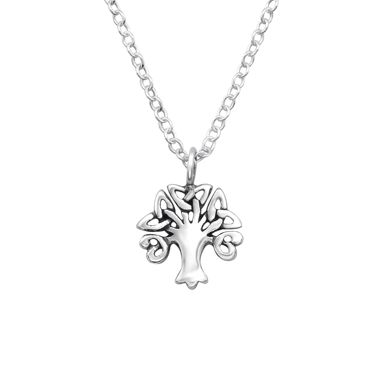 925 Sterling Silver Celtic Knot Love Heart Triangle Necklace & Gift Bag - Tree of Life