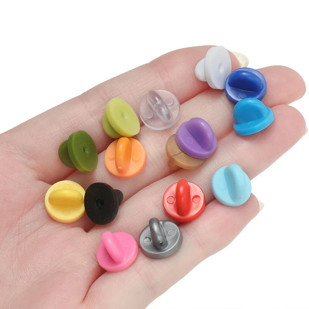 Coloured Rubber Pin Backs Keepers Replacement Uniform Badge Comfort Fit
