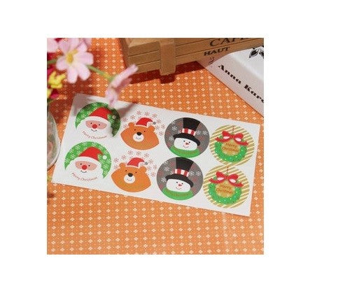 Paper Labels 'Merry Christmas' Gift Seal Christmas Present Stickers Santa & Bear