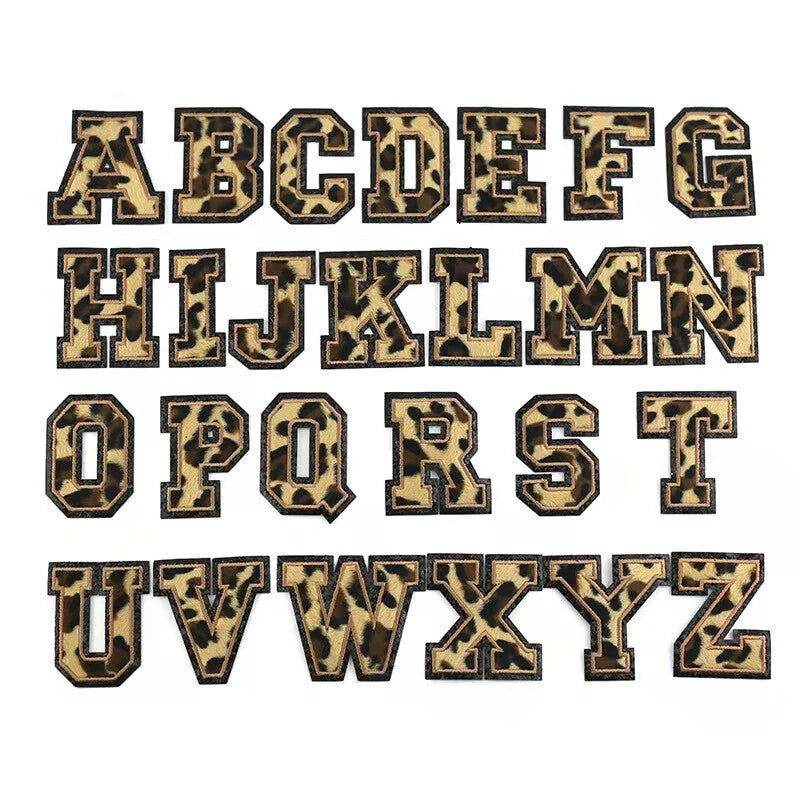 8cm Large 3D Leopard Animal Chenille Patch Letter Patches Iron Sew on Alphabet