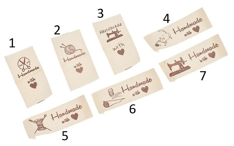 Cream Fabric Labels Hand Made With Love Sew On Garment Cotton Clothing Tags
