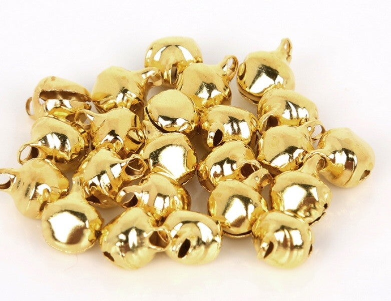 Jingle Bells Multicoloured Gold Silver Charms Card Craft 6/8mm - Gold