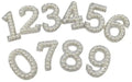 5.5cm Tall Pearl Number Patch White & Silver Rhinestone Alphabet Numbers Patches
