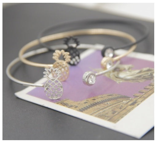 Minimalist Pineapple Bangle Fruit Bracelet Crystal Jewellery