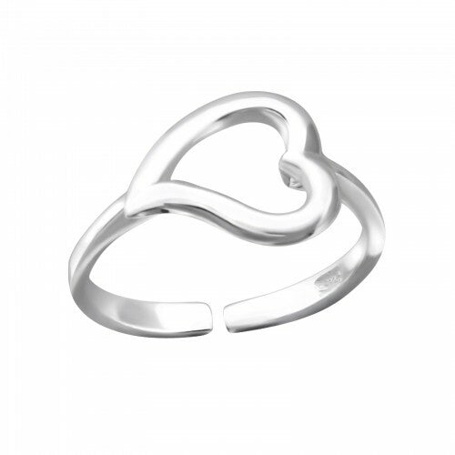 925 Sterling Silver Adjustable Midi Ring Finger Stackable Toe Ring Jewellery #2 - Heart