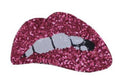 Large Rose Red Pink Fuchsia Green Lips Mouth Pop Art Lip Sequin Sew on Patch - Rose Red Sew On