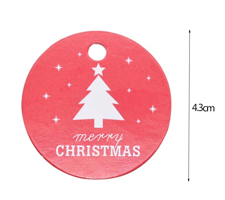 Christmas Gift Name Tags Craft Paper Gift Food Present Price Tag Tree Star - Red Circle