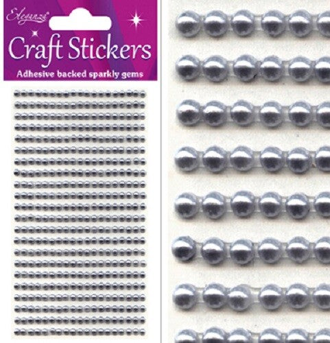 3D Stickers Pearl Dots Sparkly Glitter Gem Card Craft Wedding Self Adhesive - 3mm Silver (418 gems)