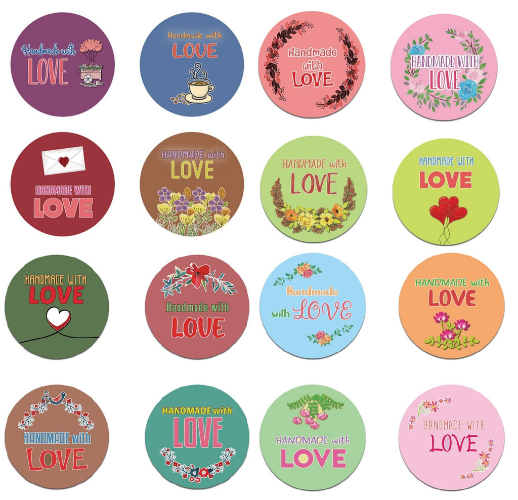 Round Labels Handmade with Love Sticker Thank You Gift Craft Seal Stickers 2.5cm