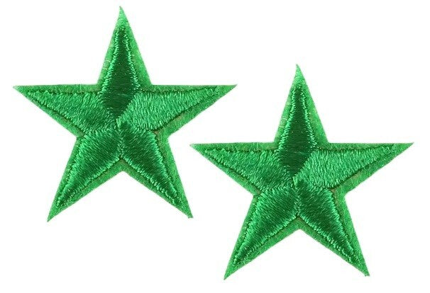 2 Green Star Patches Iron On Sew On Stars Patch Embroidered Applique Badges