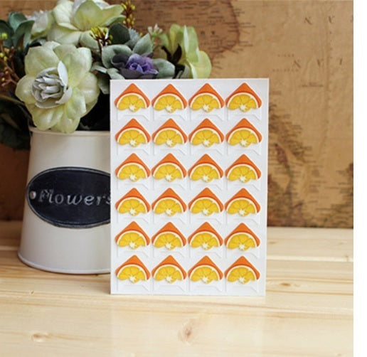 24 Fruit Self Adhesive Photo Album Frame Corner Protector Stickers Scrap Book - Orange