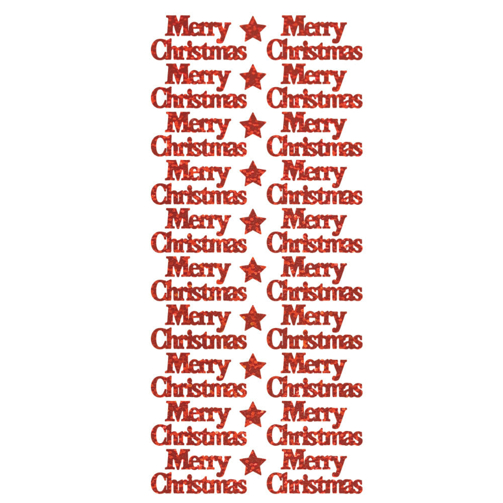 Merry Christmas Peel Off Sticker Sheet for Card Making Craft Scrapbooking Crafts - Red