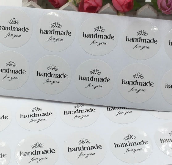 Round Paper Labels Hand made for you Gift Kraft Paper Craft Sticker White
