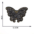 Butterfly Embroidered Iron on Glitter Sequins Patch Customise Clothing Patches - Black
