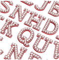 3D Red & Pearl Rhinestone Letter Patch Patches Glue / Sew on Alphabet Crystal
