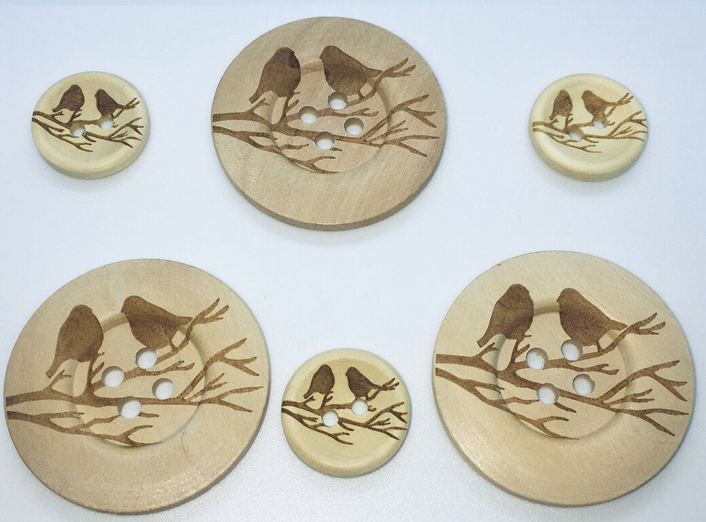 Extra Large Bird Wooden Buttons 4 Hole 40mm/20mm Premium Wood Birds Sewing Craft