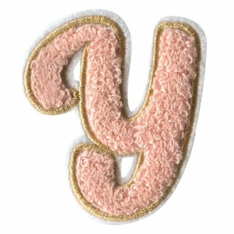 Pink Chenille Patch Letter Patches Iron on Sew on Alphabet Embroidery Customise