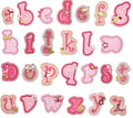 Pink Letter Patch Iron or Sew on Alphabet Embroidery Customise Clothing 4x3cm
