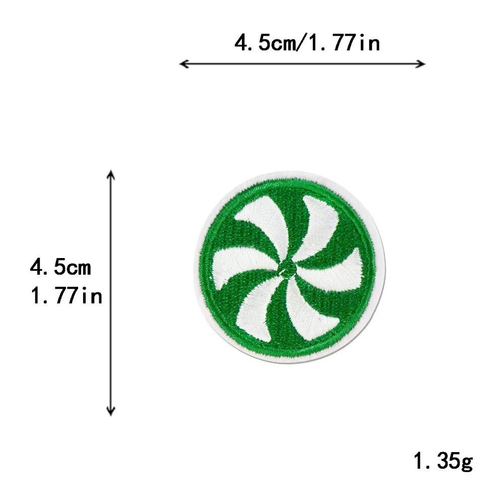 Christmas Tree Reindeer Snowflake Candy Patch Iron on Patches Customise Clothes - Green Candy