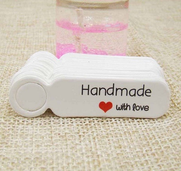 Craft Paper Tags 'Handmade with Love' & 'Thank You' Hand Made Mini Gift Tags - 14