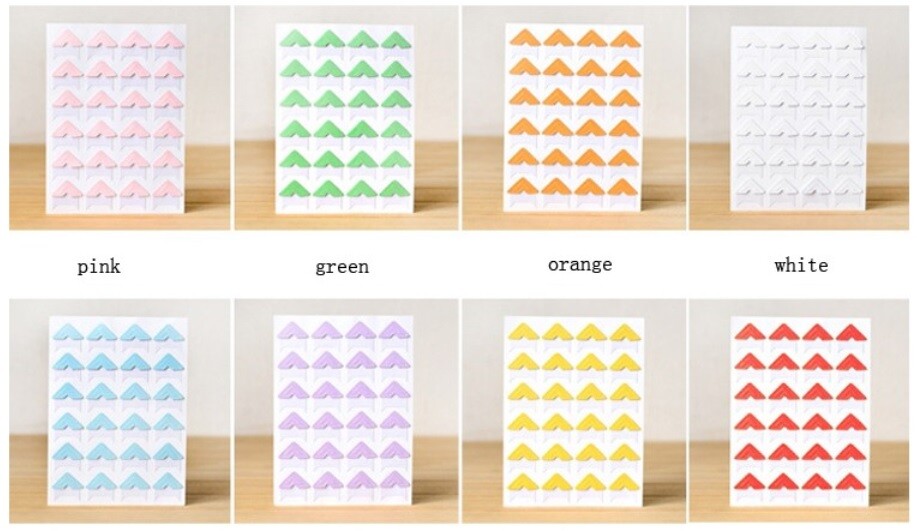 24 Piece Coloured Self Adhesive Photo Album Frame Corner Protector Stickers