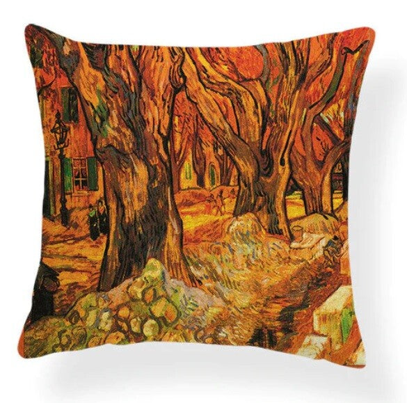 ARTIST VAN GOGH STARRY NIGHT BLOSSOM OIL PAINTING CUSHION COVERS 45x45cm - Trees