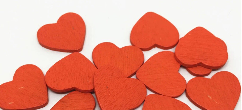 Coloured Wooden Heart Embellishments Craft Wedding Card Making Scatter 18mm