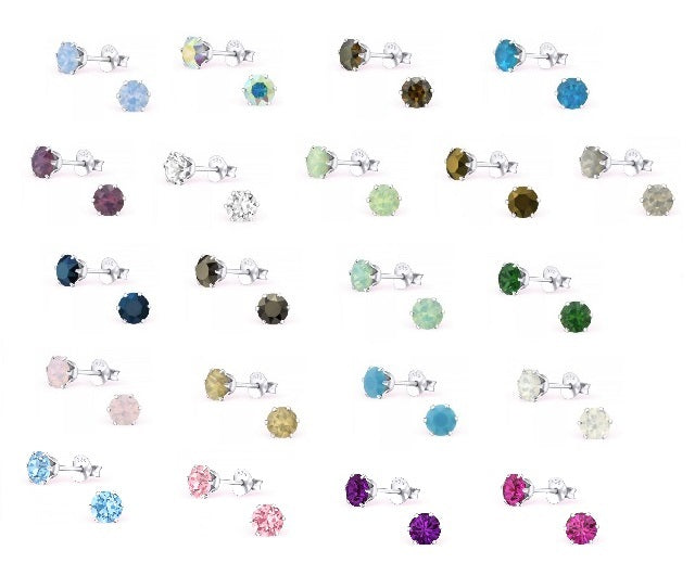 925 Sterling Silver Crystal Studs Earrings Wedding Birthday Christmas