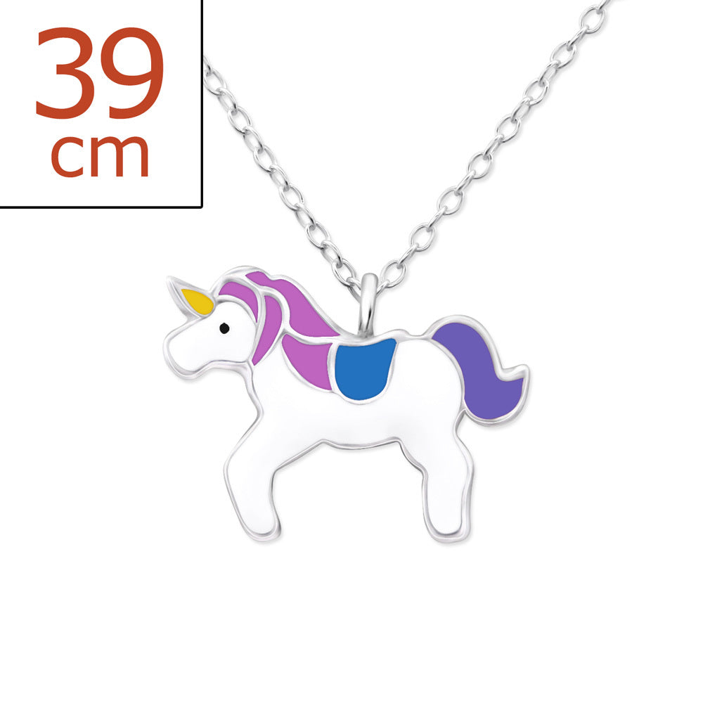 925 Sterling Silver Magical Purple & Blue Unicorn Necklace Perfect Gift