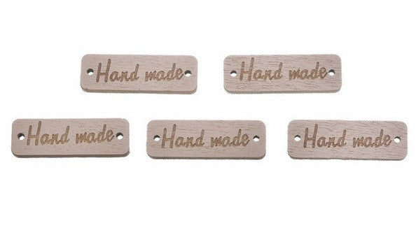 Handmade Wooden Tag Buttons Mixed Designs Craft Gift Tags Scrapbook 10/25/50/100 - Rectangle Natural