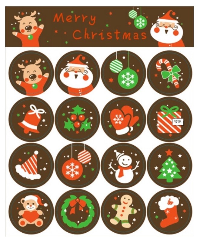 Paper Labels Reindeer Santa Candy Cane Gift Seal Christmas Present Stickers 3cm