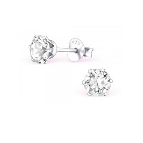 925 Sterling Silver Crystal Studs Earrings Wedding Birthday Christmas - Crystal