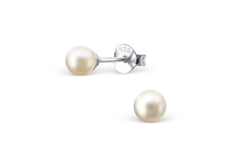 925 Sterling Silver Pearl Stud Earrings Many Colours Elegant Wedding & Gift Bag - Cream Rose