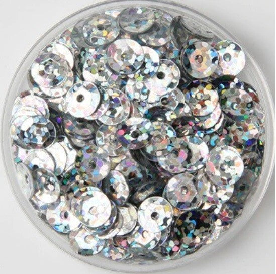 550 / 1200 Round 5mm Loose Sequin Sewing Trim Costume Sequins Craft - 36 COLOURS - Laser Silver