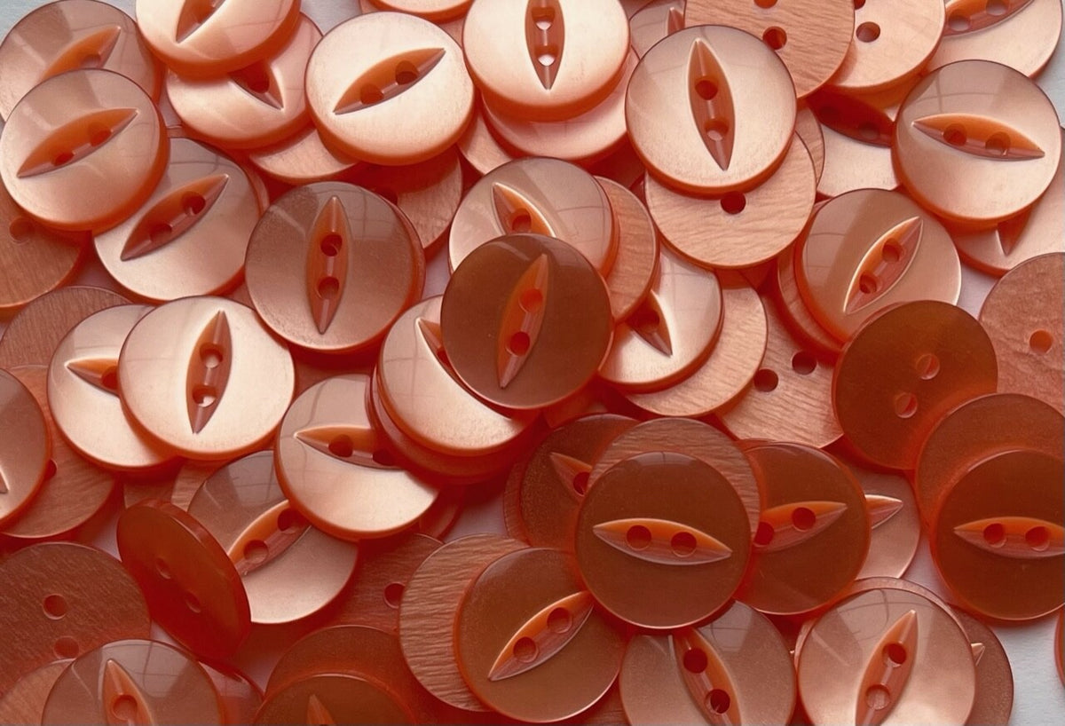 Fish Eye Buttons - 27 Colours 11.5mm 14mm 16mm 19mm - Eyed Buttons Baby Buttons - Peach