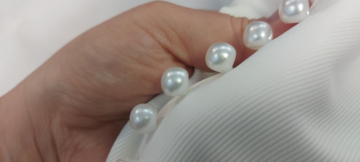White or Ivory Pearl Bead Buttons Sideways Shank Buttons 6, 8, 10, 12, 14, 16mm