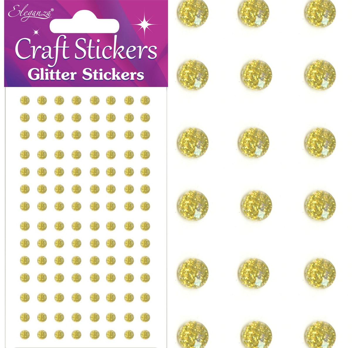 3D Stickers Craft Pearl Dots Sparkly Glitter Gem Craft Card Making Self Adhesive - 4mm - Gold