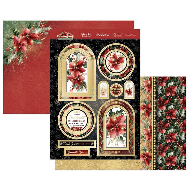 Hunkydory Christmas Card Making Kits Festive Xmas Luxury Topper Set Pack Toppers - Warmest Wishes