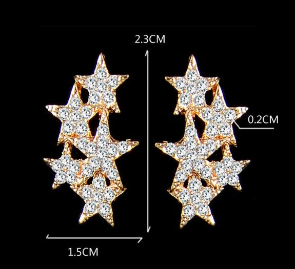 Austrian Crystal Star Celeb Bling Necklace & Earring Set