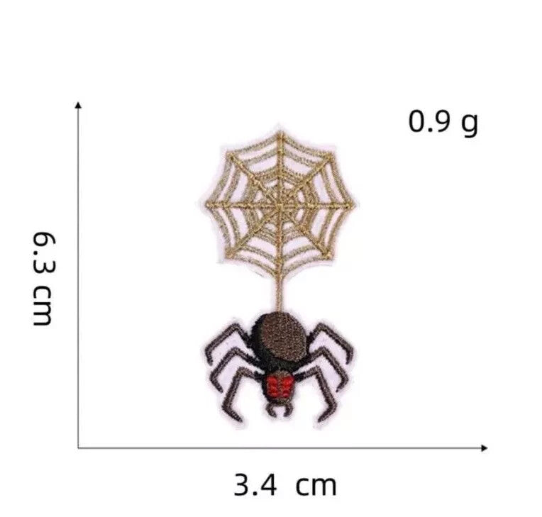 Halloween Patches Pumpkin Witch Cat Bat Ghost Embroidered Badge Iron On Sew - Spider & Web