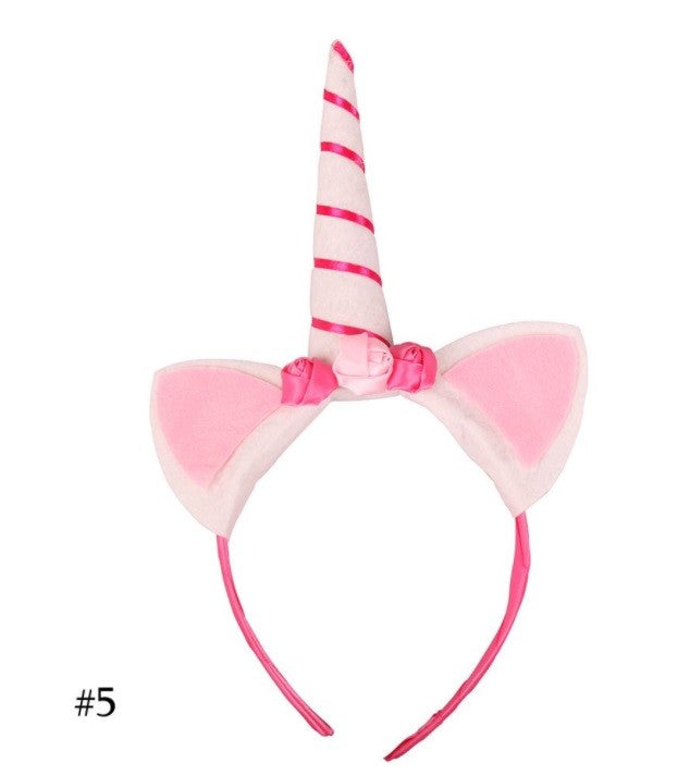 Unicorn Horn Headband Flower Glitter Metallic Party Cosplay Hair Accessory - 5