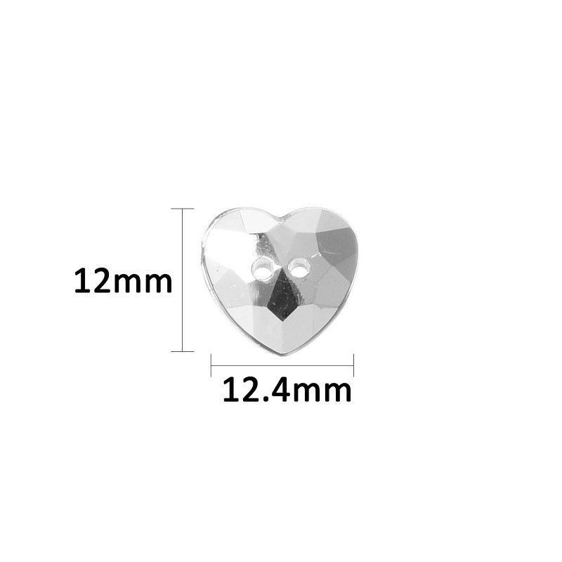 Diamante Heart Crystal Buttons Gem Hearts 2 Hole Sewing Craft 20/50/100/200