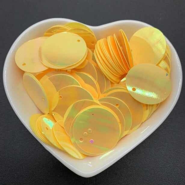 200 x Large Round 20mm Loose Sequin Flat Sewing Trim Costume Craft - 23 COLOURS - AB Yellow